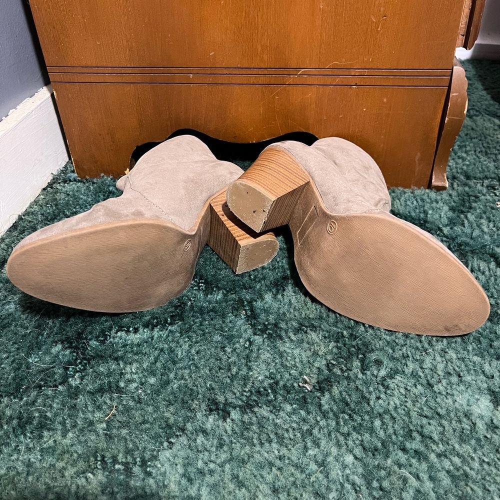 JustFab Taupe Heeled Ankle Boots - Picture 4 of 5